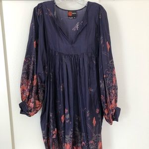 Vintage Phool Indian hand painted silk dress